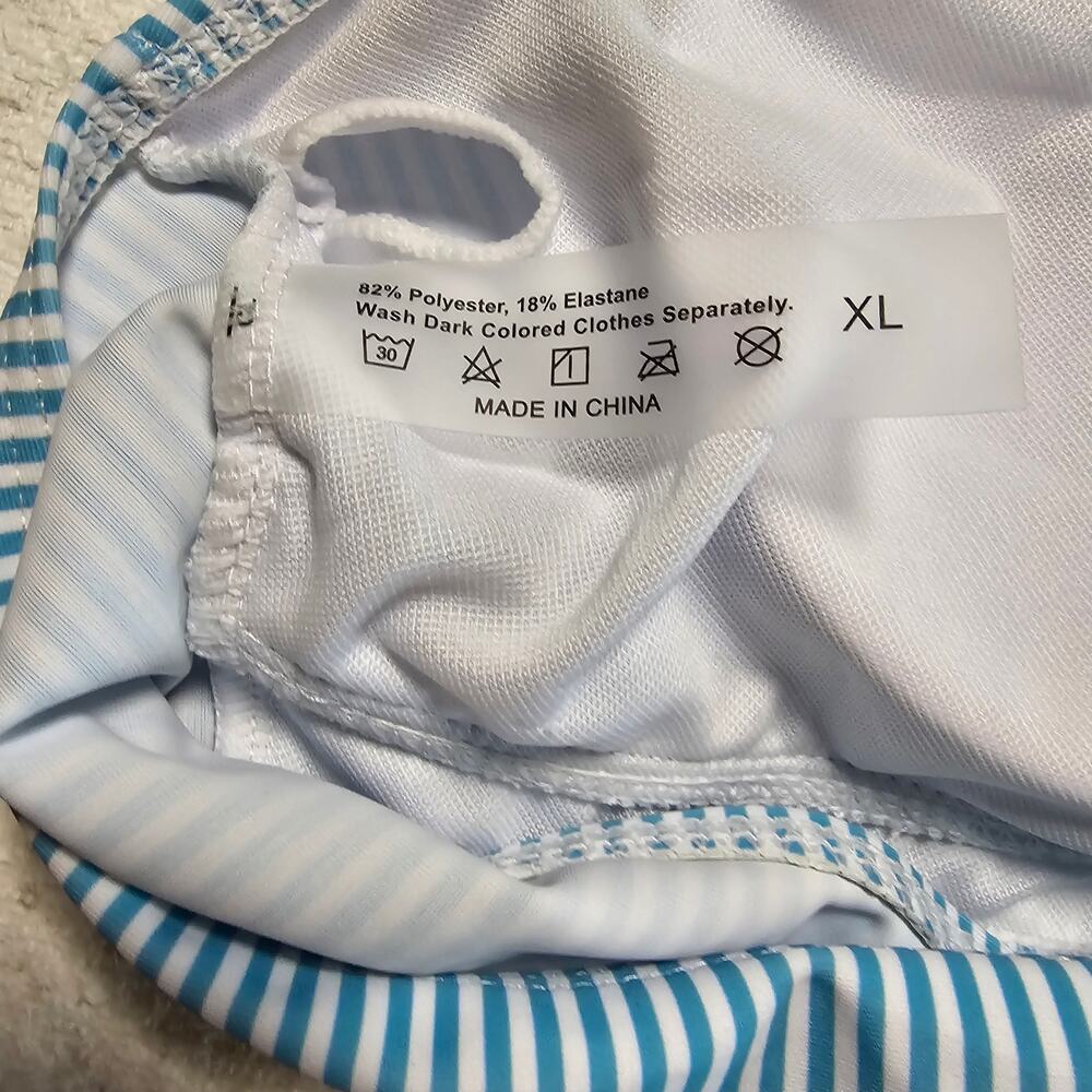 Shein XL Blue White Stripe Bikini Halter Swimwear Beach Vacation Pool Nautical - Picture 8 of 10